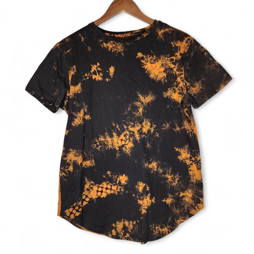 American Stitch Bleach Dyed Tee in Black and Orange Size M